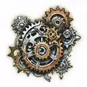 rusty cogs intertwined tattoo design idea