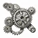 rusty cogs intertwined tattoo design idea