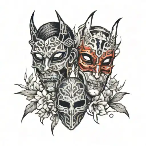 they mask split tattoo design idea