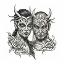 they mask split tattoo design idea