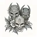 they mask split tattoo design idea