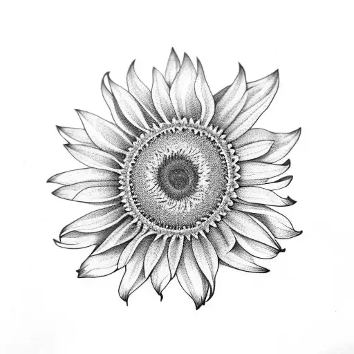 sunflower, red gerbera and protea flowers tattoo design idea