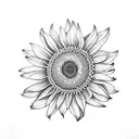 sunflower, red gerbera and protea flowers tattoo design idea