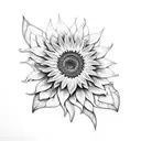 sunflower, red gerbera and protea flowers tattoo design idea