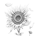 sunflower, red gerbera and protea flowers tattoo design idea
