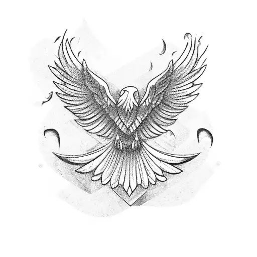 A blackwork tattoo of a majestic eagle playing a musical instrument tattoo design idea
