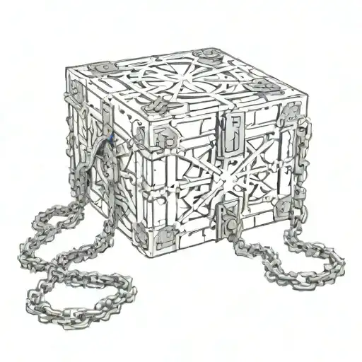 hellraiser box with chains tattoo design idea
