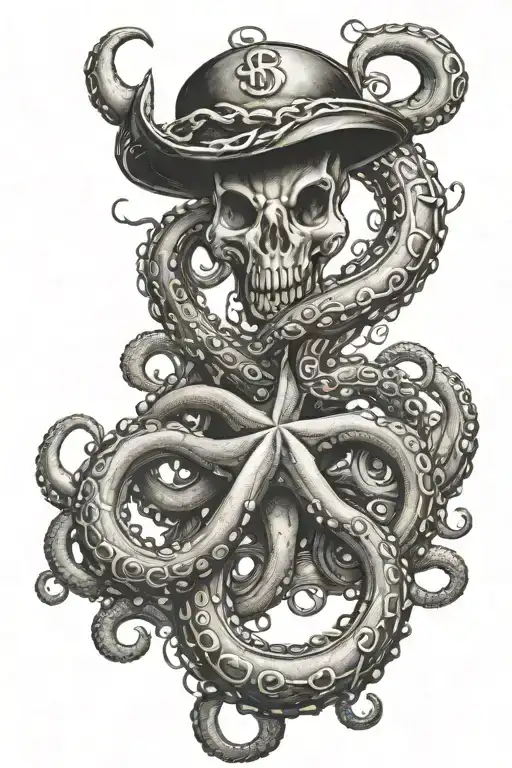 anchor rope octopus tentacles steering wheel tattoo design idea