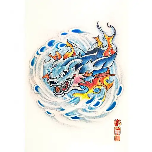 Water and fire  tattoo design idea