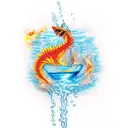 Water and fire  tattoo design idea