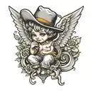 cowboy cherub angel tattoo design idea
