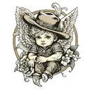 cowboy cherub angel tattoo design idea