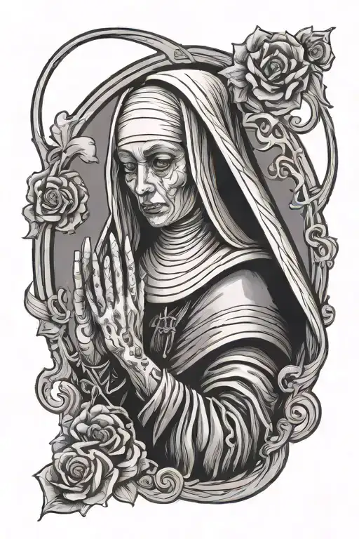 nun horny tattoo design idea