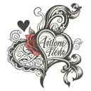 antonio with heart cursive font tattoo design idea