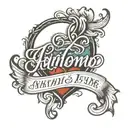 antonio with heart cursive font tattoo design idea