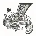antonio with heart cursive font tattoo design idea