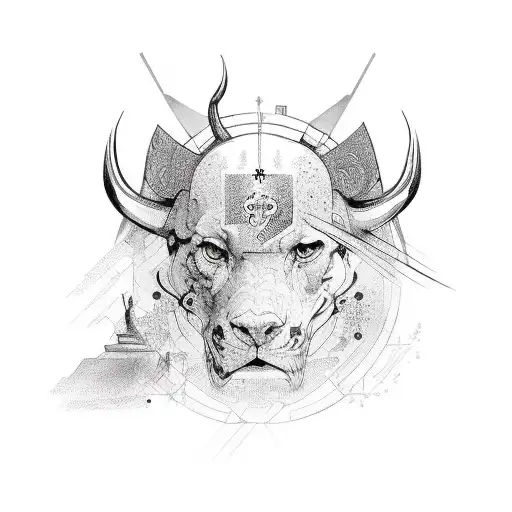 Cross with animal tattoo design idea