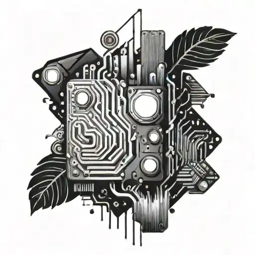 A tattoo design featuring a computer motherboard intertwined with elements representing your journey to sobriety, showcasing the strength and resilience you possess tattoo design idea