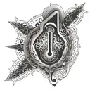 A tattoo of a keyhole with abstract patterns symbolizing breaking free from addiction, surrounded by symbols of technology and sobriety tattoo design idea