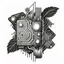 A tattoo design featuring a computer motherboard intertwined with elements representing your journey to sobriety, showcasing the strength and resilience you possess tattoo design idea