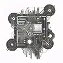 A tattoo design featuring a computer motherboard intertwined with elements representing your journey to sobriety, showcasing the strength and resilience you possess tattoo design idea