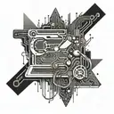 A tattoo design featuring a computer motherboard intertwined with elements representing your journey to sobriety, showcasing the strength and resilience you possess tattoo design idea