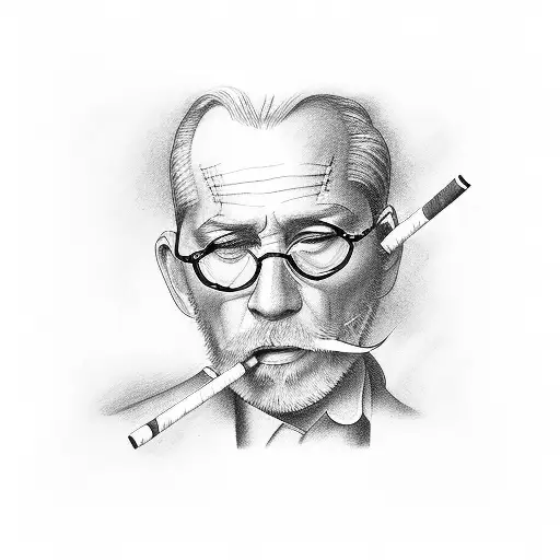 Sugar daddy with cigarette tattoo design idea