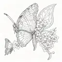 butterfly with 1 normal wing and the other wing made out of violets, honey suckles, and jonquils  tattoo design idea