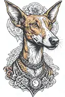 edgy Ibizan hound bust tattoo design idea