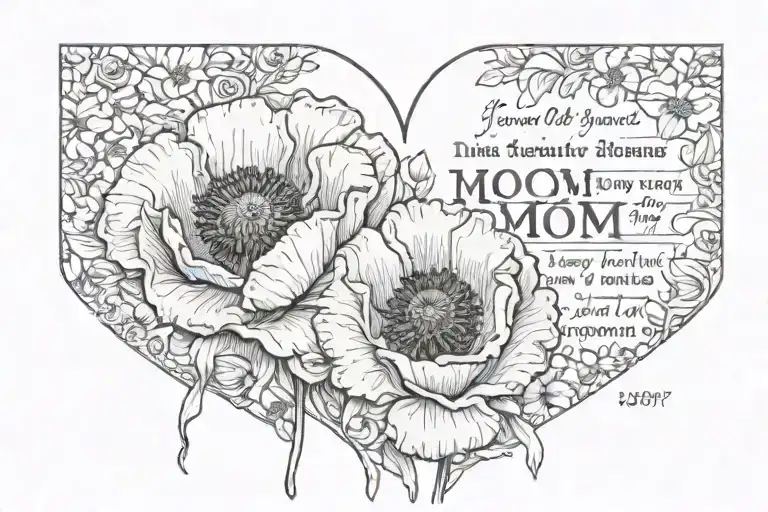 shane ramsey 1994 - 2024 with writing mom and a red poppy tattoo design idea