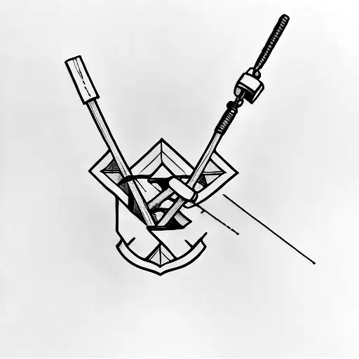 A minimalist tattoo of a carpenter's hammer and saw crossed, symbolizing your passion for carpentry tattoo design idea