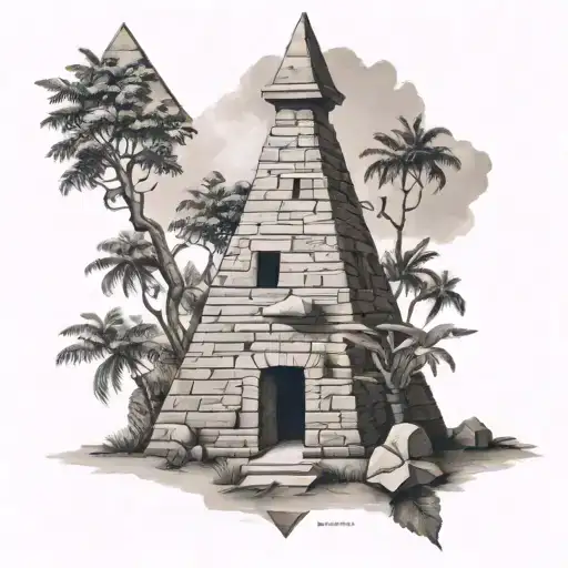 masonry and pyramid tattoo design idea