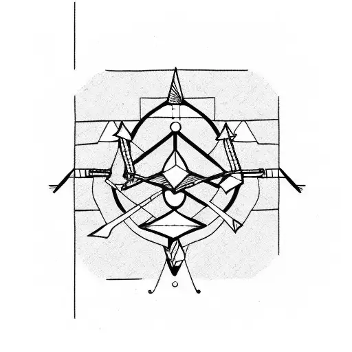 bauhaus bow arrow dot dinosaur  tattoo design idea