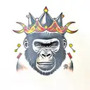 gorilla with sun wukong crown tattoo design idea