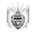 gorilla with sun wukong crown tattoo design idea