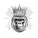gorilla with sun wukong crown tattoo design idea