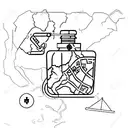 A map of Italy with a potion bottle and pharmaceutical symbols tattoo design idea