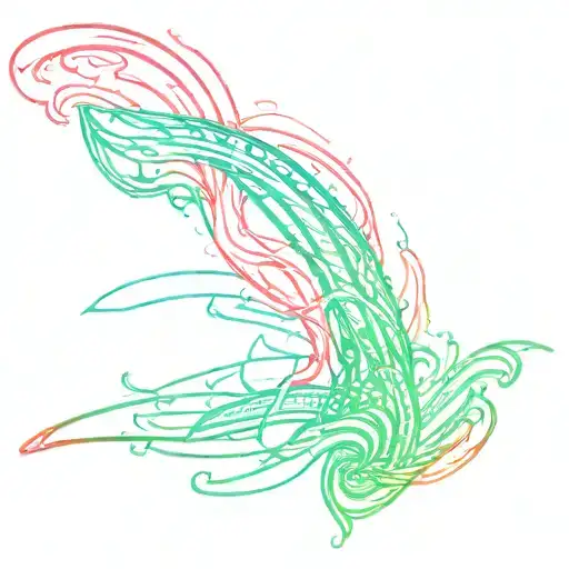 smooth blurred lines in the style of gasoline streaks with a gradient of pink, green and and blue colors, interrupted by tattoo design idea