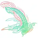 smooth blurred lines in the style of gasoline streaks with a gradient of pink, green and and blue colors, interrupted by tattoo design idea