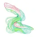 smooth blurred lines in the style of gasoline streaks with a gradient of pink, green and and blue colors, interrupted by tattoo design idea