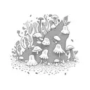 A teacher's desk covered in magical beans sprouting into various plants and mushrooms tattoo design idea