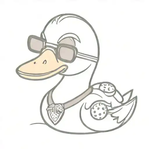 duck with sunglasses and chocolate chip cookie tattoo design idea