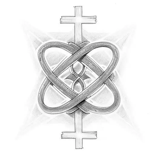 cross made of double helix tattoo design idea
