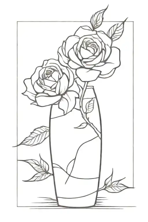 death rose on a flower vase   tattoo design idea
