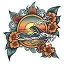 ocean sunrise tattoo design idea