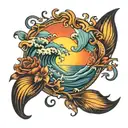 ocean sunrise tattoo design idea