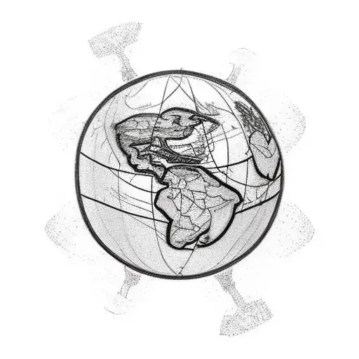 A motorcycle morphing into a world map, symbolizing a love for travel and adventure tattoo design idea