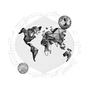 A motorcycle morphing into a world map, symbolizing a love for travel and adventure tattoo design idea