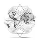 A motorcycle morphing into a world map, symbolizing a love for travel and adventure tattoo design idea