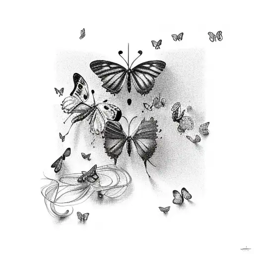 A music equalizer with delicate butterflies surrounding it tattoo design idea